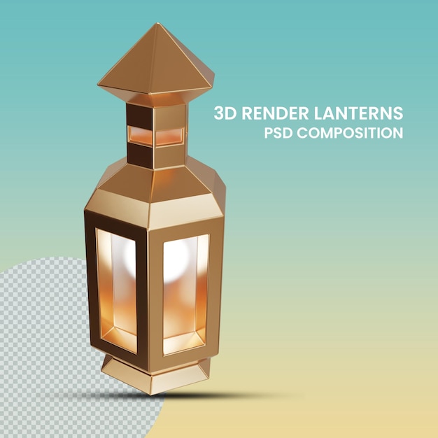 3d render Islamic lanterns transparent photo top view