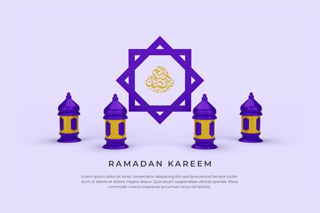 PSD rendering 3d saluti islamici del ramadan ornamenti 3d e podi islamici