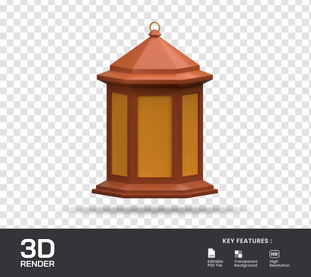 3D render islamitische lantaarn illustratie geïsoleerd