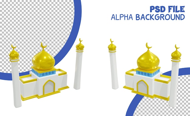 3d Render Islamski Meczet Z Tłem Alfa