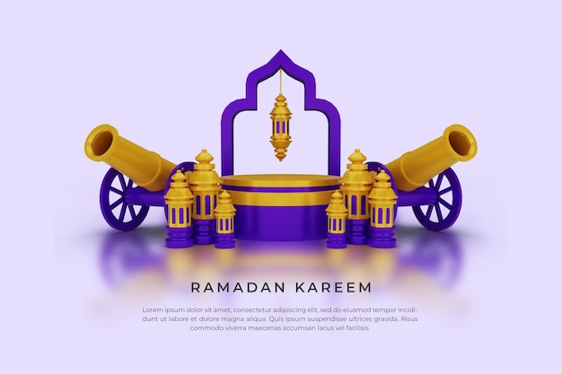 3d Render Islamskie Pozdrowienia Ramadan 3d Ozdoby I Islamskie Podium