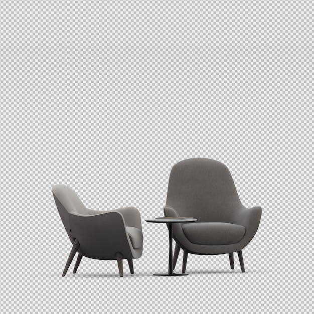 3d render of isometric armchair