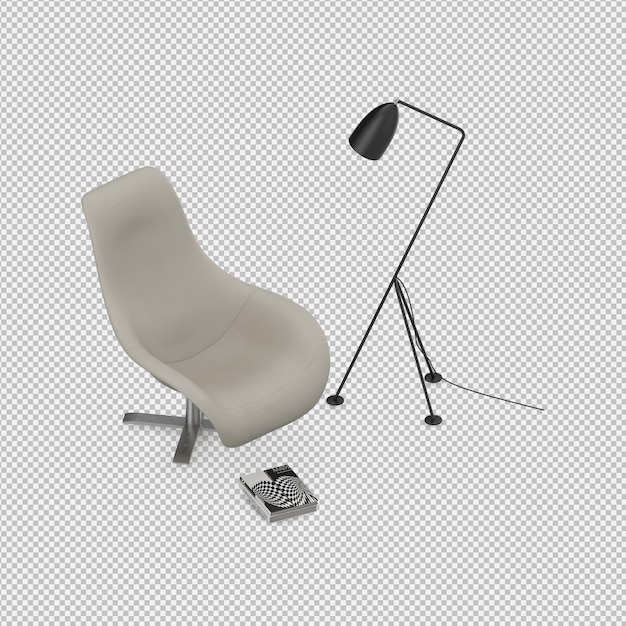 PSD 3d render of isometric armchair