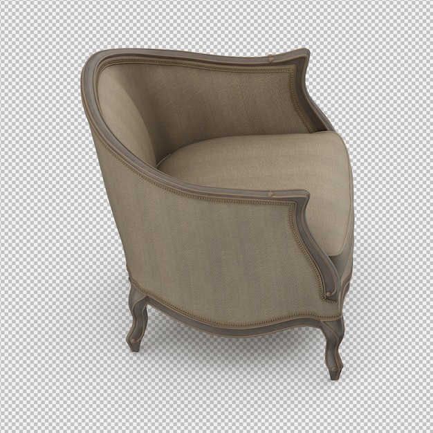 PSD 3d render of isometric armchair