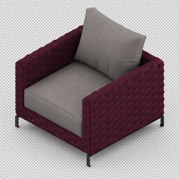 3d render of isometric armchair