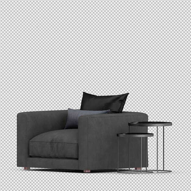 3d render of isometric armchair