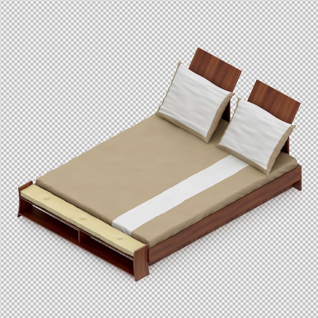 PSD 3d render of isometric bed