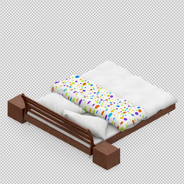 3d render of isometric bed