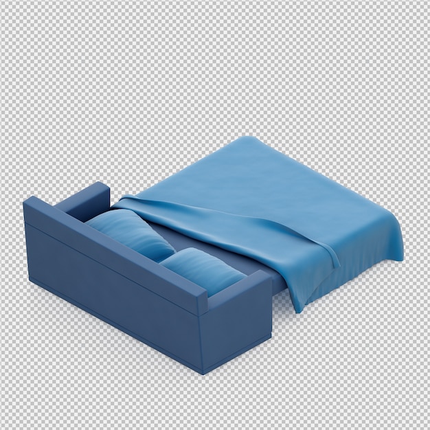 3d render of isometric bed