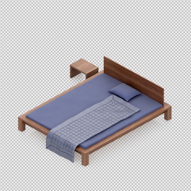 PSD 3d render of isometric bed