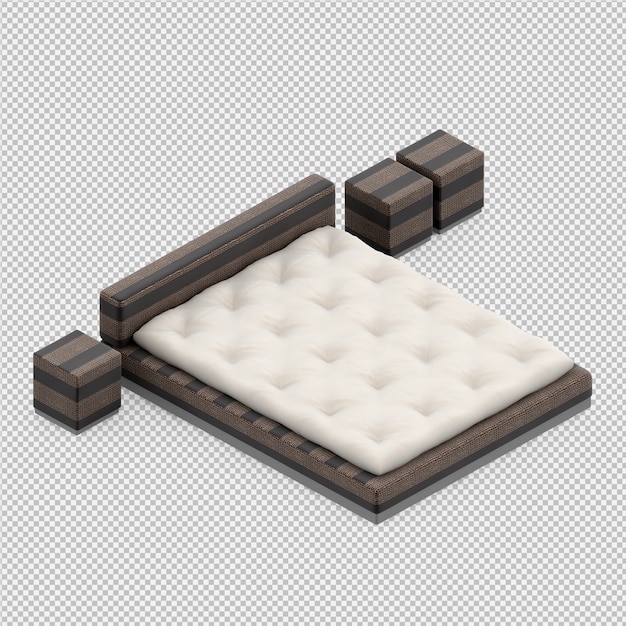 3d render of isometric bed