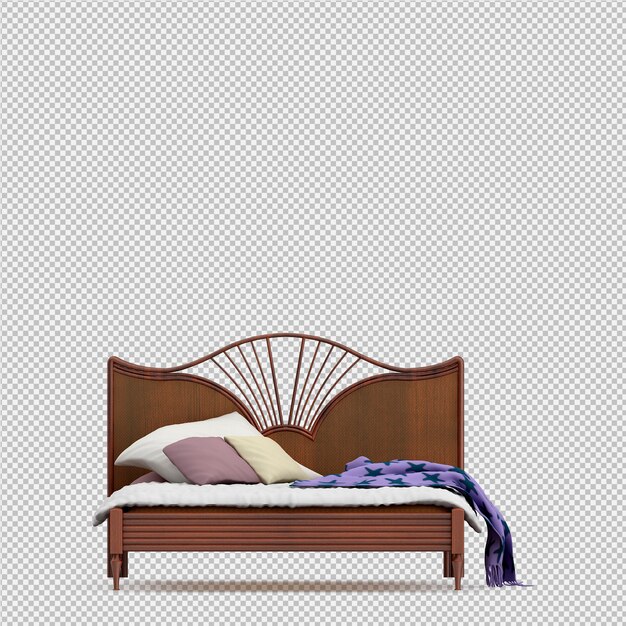 3d render of isometric bed