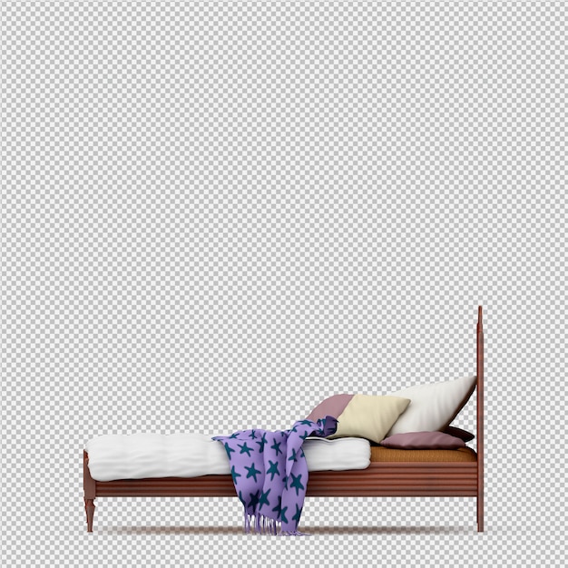 PSD 3d render of isometric bed