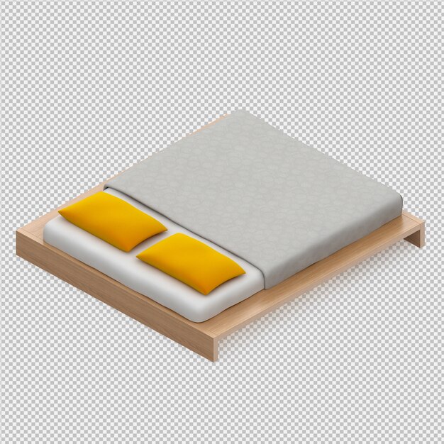 3d render of isometric bed