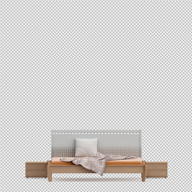 3d render of isometric bed