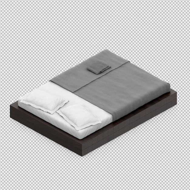 PSD 3d render of isometric bed