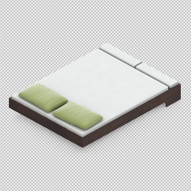 PSD 3d render of isometric bed