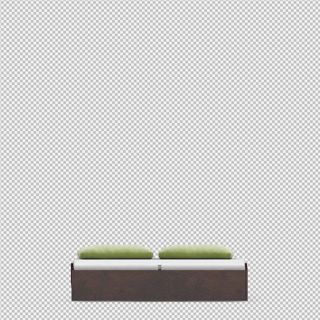 3d render of isometric bed