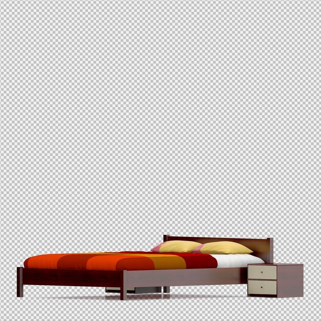 PSD 3d render of isometric bed