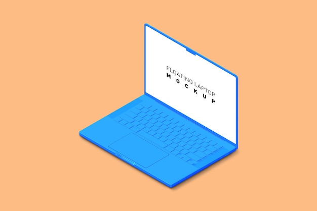 3d render izometryczny laptop z niebieskiej gliny z ekranem otwartej makiety apple mackbook uiux design izolować