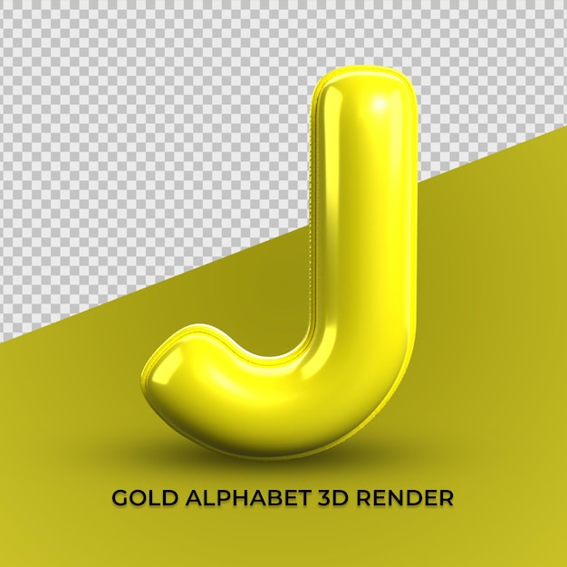 3d render j alphabet yellow plastic