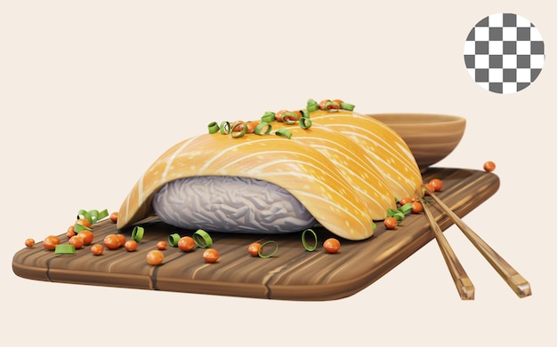 PSD 3d render of japan sushi close up