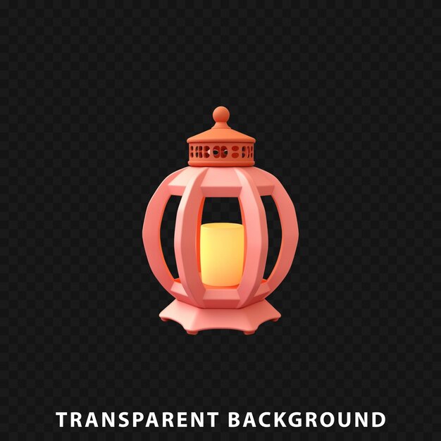 3d render japanese lantern isolated on transparent background