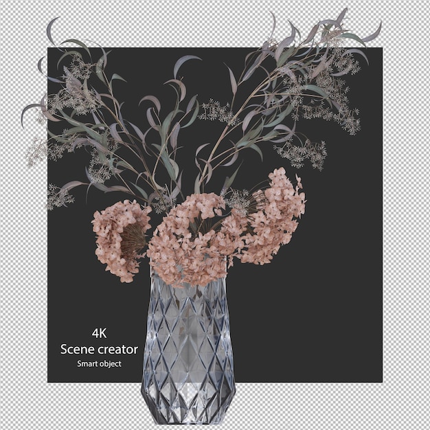 PSD fiore vaso di rendering 3d