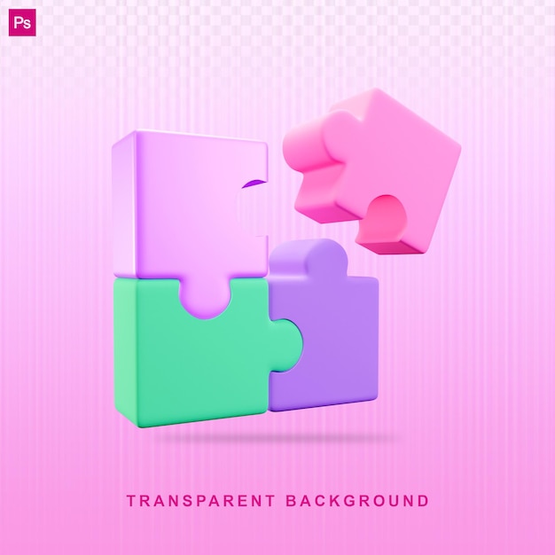 PSD 3d render jigsaw isolated