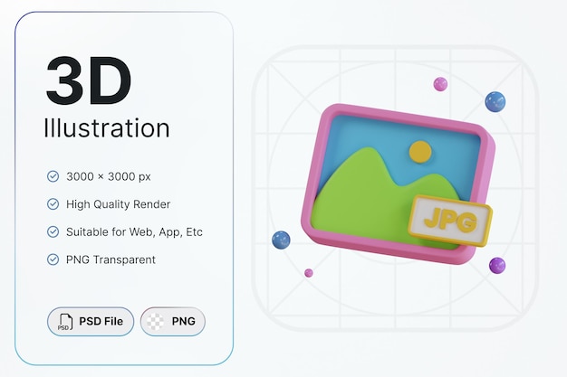 3d render jpg format object for modern design application and web