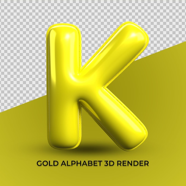 3d render k alfabeto plastica gialla