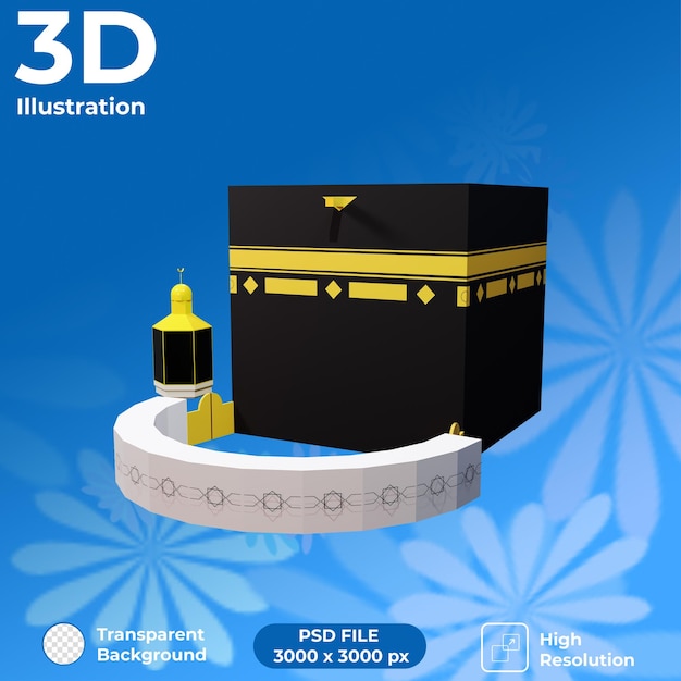 3D Render Kaaba Perspective View