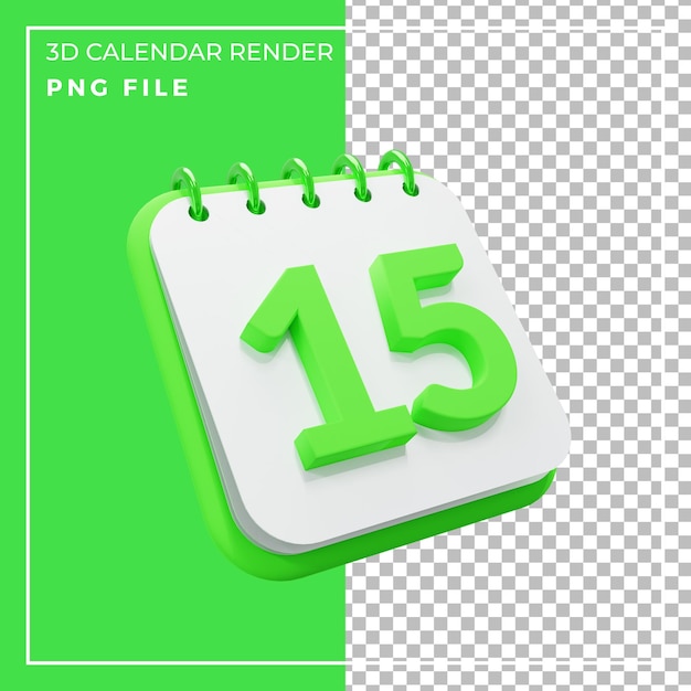 3D render kalender 15 dagen