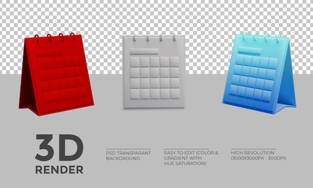 PSD 3d render kalender illustratie premium psd