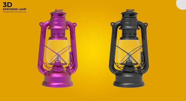 PSD 3d render kerosene lamp on transparent background