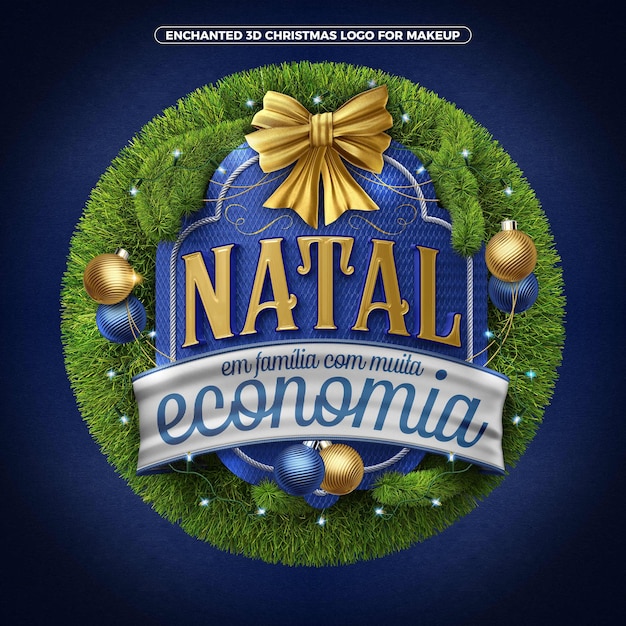 3d render kerstlogo voor familie met veel economie voor compositie in brazilië