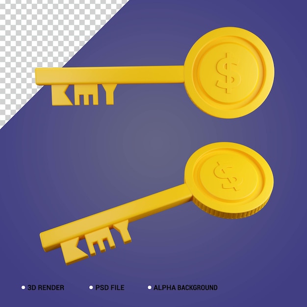 3d render key Premium Psd