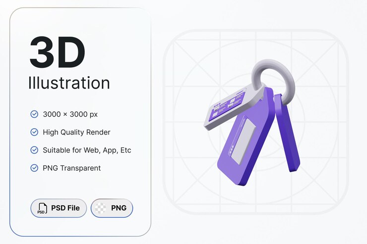 PSD 3d render key right angel marketing concept modern icon illustrations design