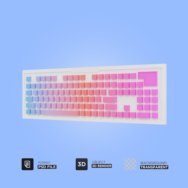 PSD 3d render of keyboard gaming transparent background