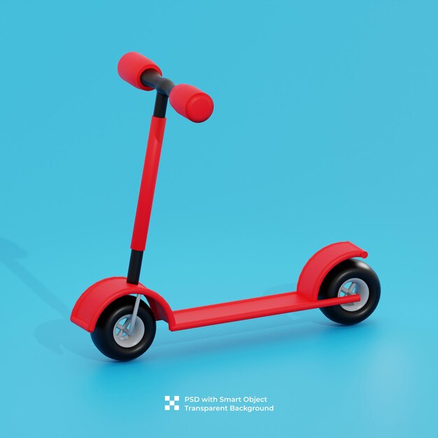 Rendering 3d di scooter per bambini