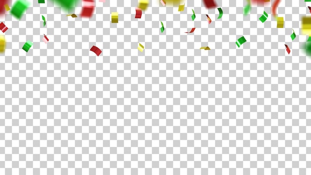 3d render kleurrijke confetti met transparante achtergrond