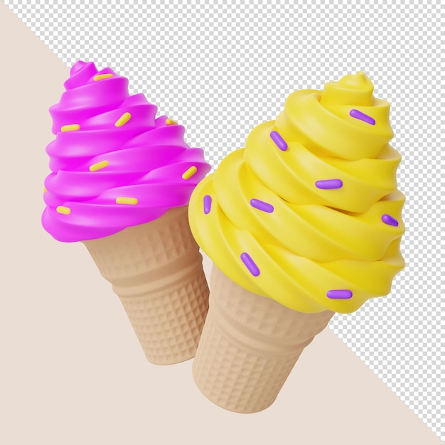 3d render kleurrijke ijsjes met hagelslag