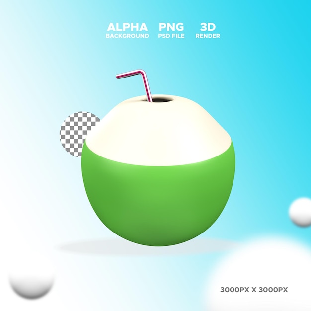 3d render kokos dla projektu ilustracji izolowanego obiektu