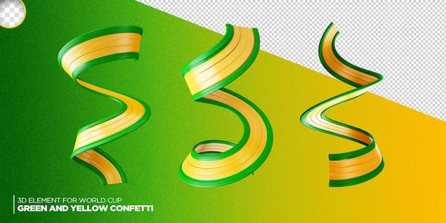 PSD 3d render kolorowe konfetti z brazylii po mistrzostwa świata