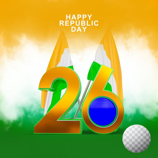 PSD 3d render koncepcja dzień republiki indyjskiej z przezroczystym tłem