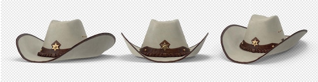 PSD 3d render kowbojski kapelusz zachód kostium retro dziki kraj realistyczny