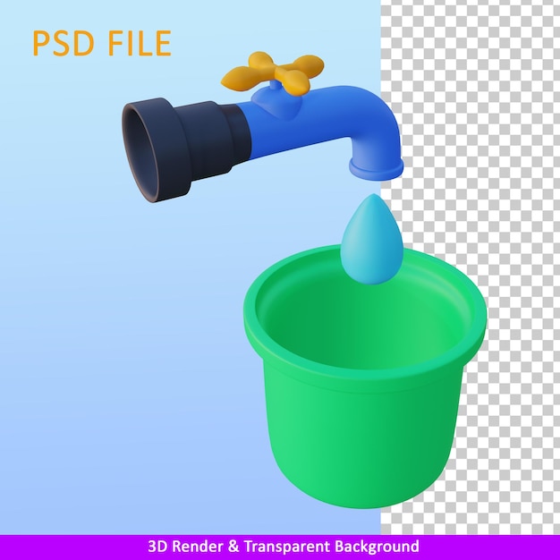 3d render kraan en emmer