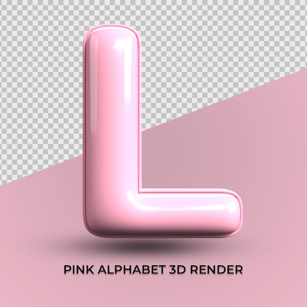 3D render L alfabet roze plastic schattig