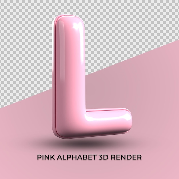 3d Render L Alfabet Różowy Plastikowy ładny