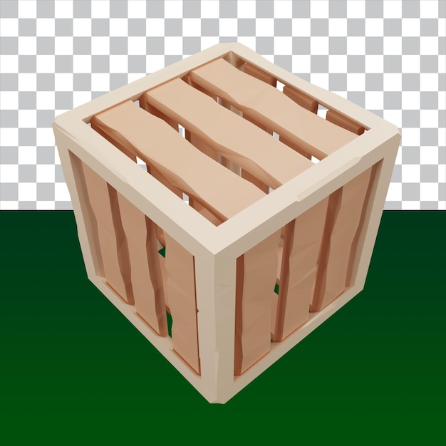 3d render laag poly houten doos